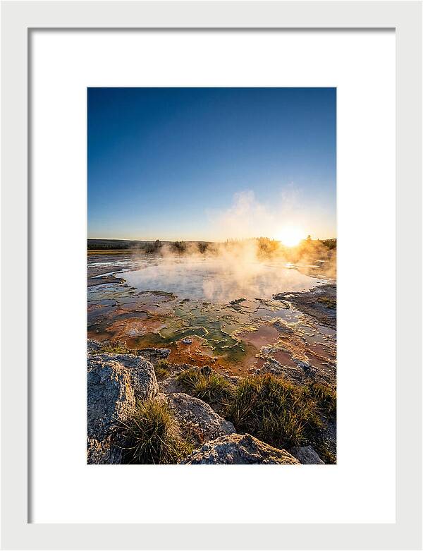 Colorful Geothermal Pool At Sunrise