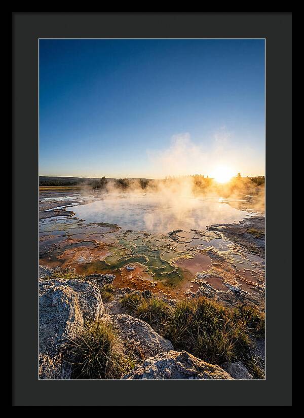 Colorful Geothermal Pool At Sunrise