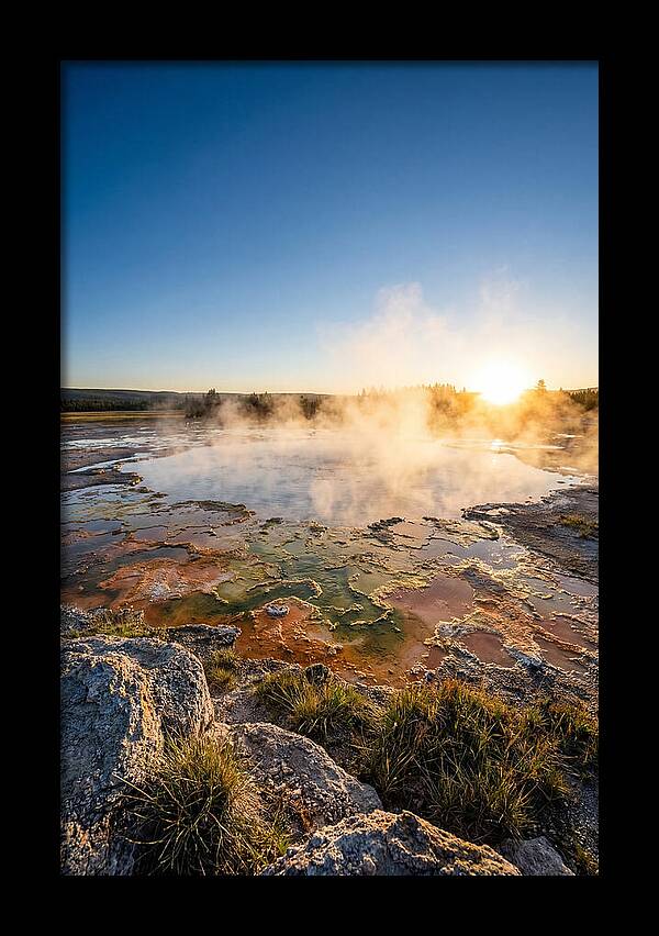 Colorful Geothermal Pool At Sunrise