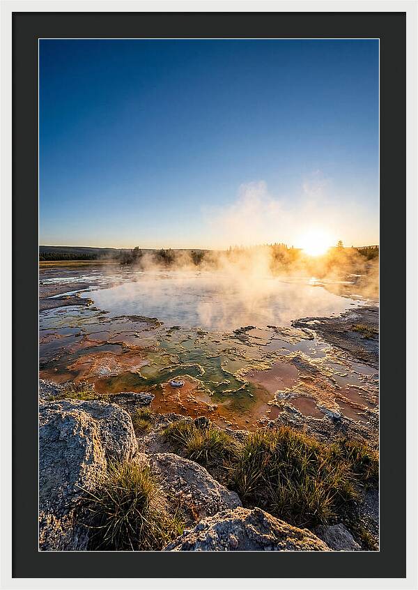 Colorful Geothermal Pool At Sunrise