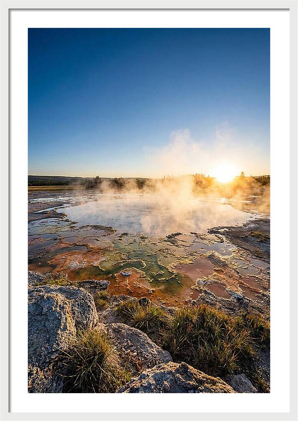 Colorful Geothermal Pool At Sunrise