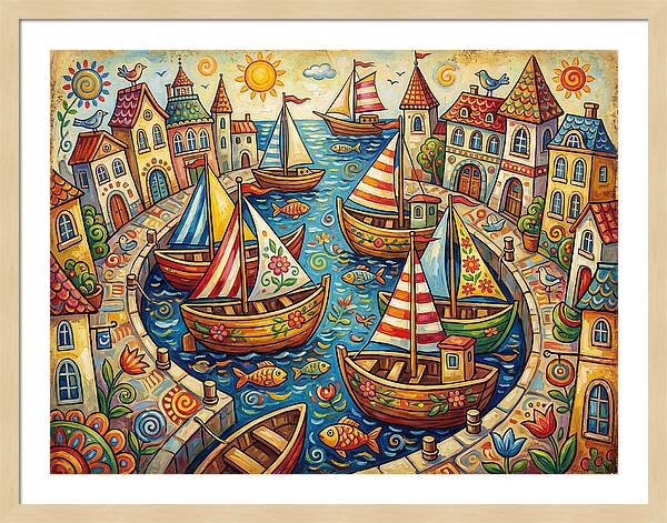 Colorful Harbor Scene