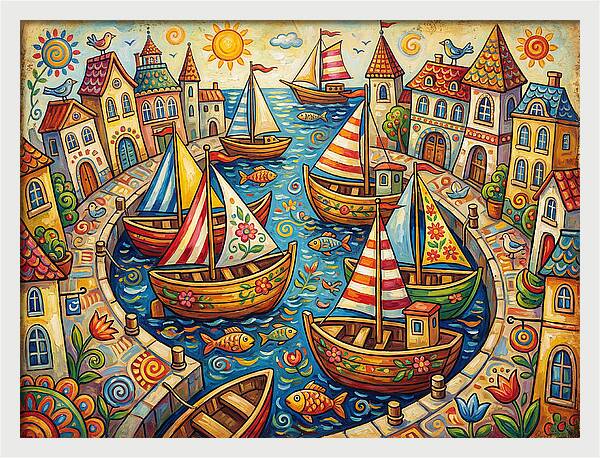 Colorful Harbor Scene