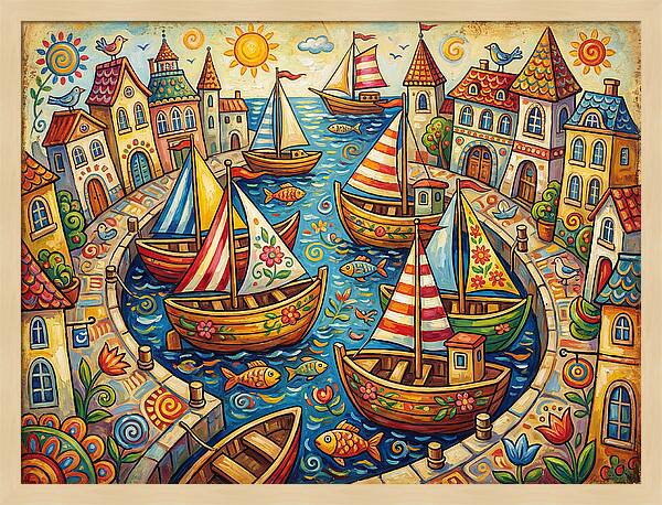 Colorful Harbor Scene