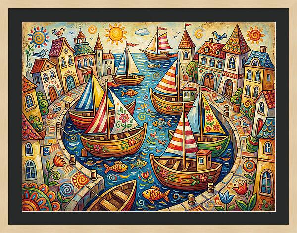 Colorful Harbor Scene