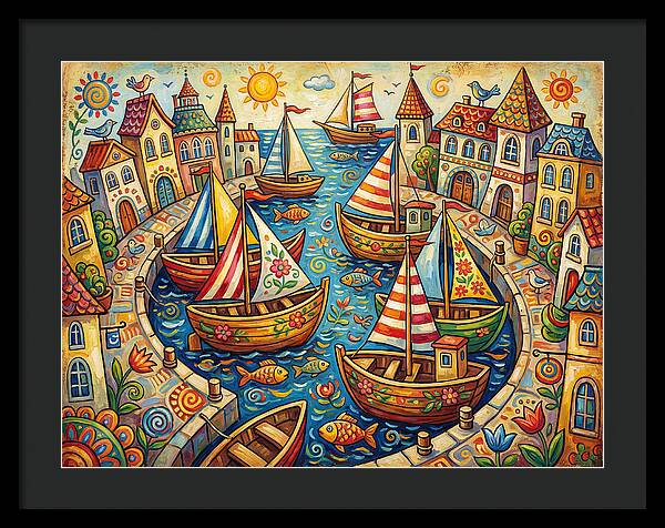 Colorful Harbor Scene