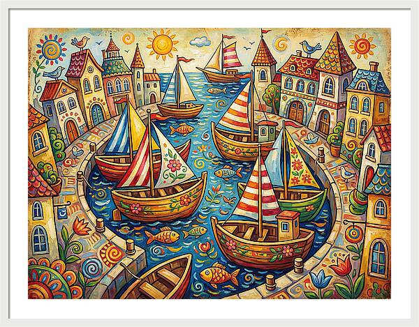 Colorful Harbor Scene