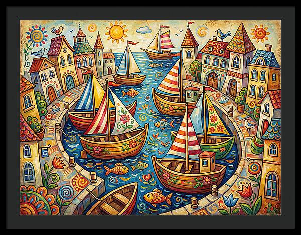 Colorful Harbor Scene