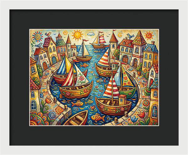 Colorful Harbor Scene
