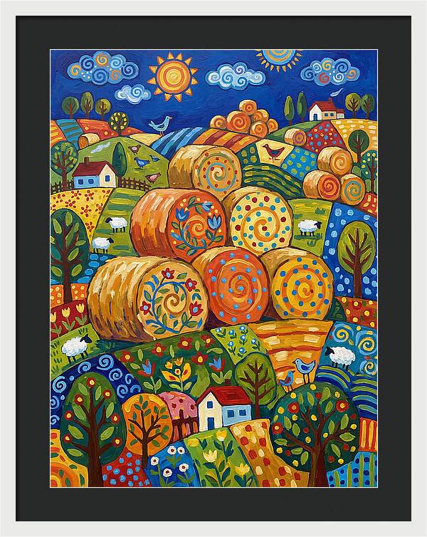 Colorful Hay Bale Landscape