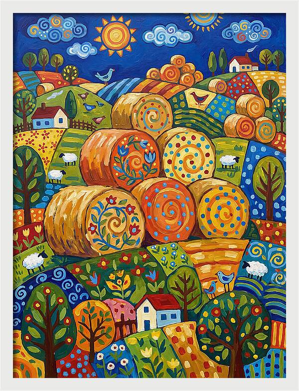 Colorful Hay Bale Landscape