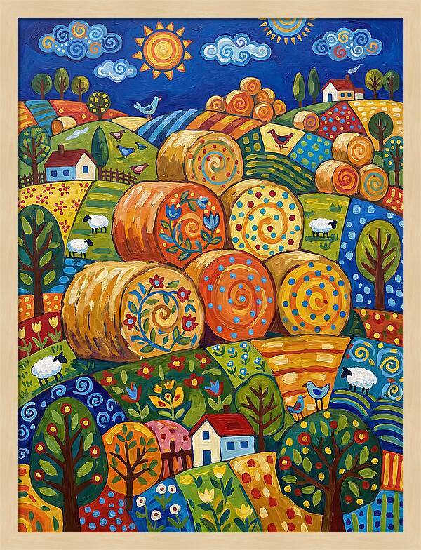 Colorful Hay Bale Landscape