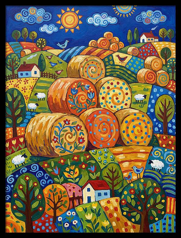 Colorful Hay Bale Landscape