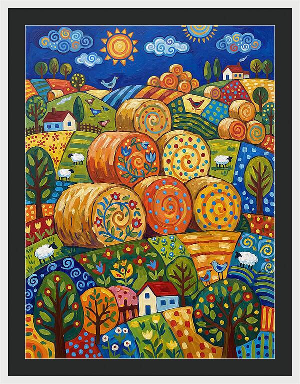 Colorful Hay Bale Landscape