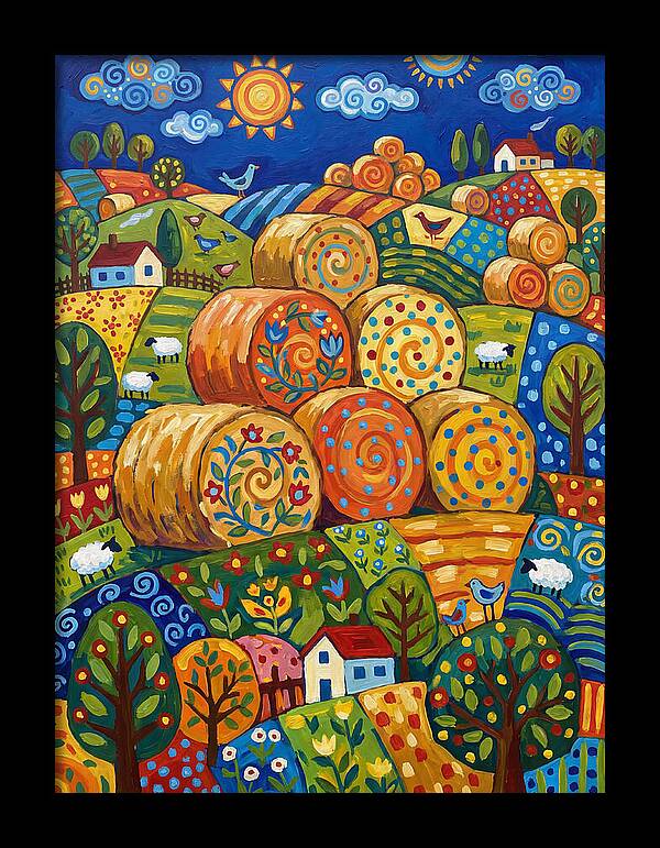 Colorful Hay Bale Landscape