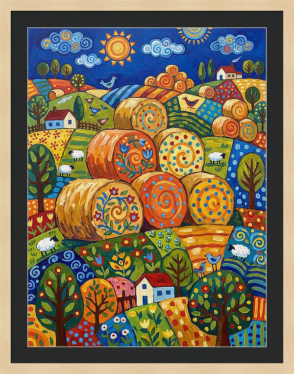 Colorful Hay Bale Landscape