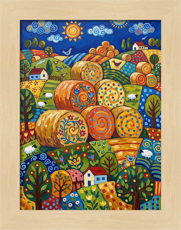 Colorful Hay Bale Landscape