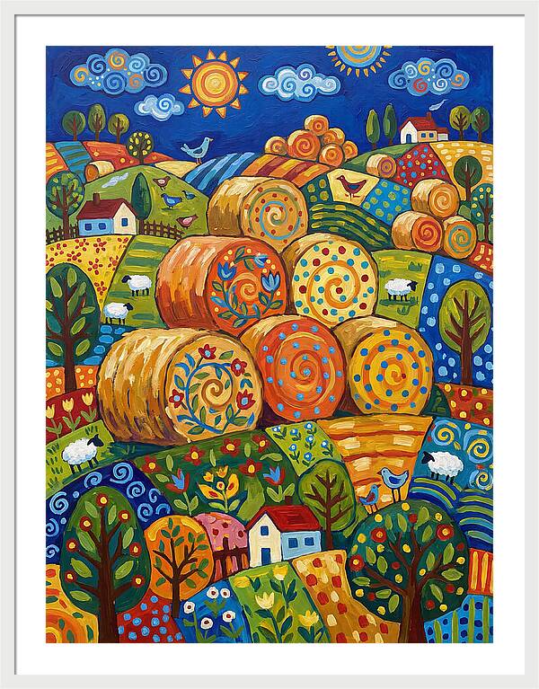 Colorful Hay Bale Landscape