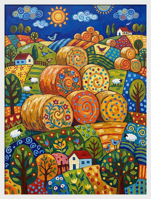 Colorful Hay Bale Landscape