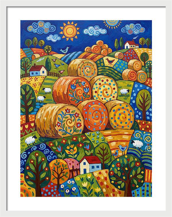 Colorful Hay Bale Landscape