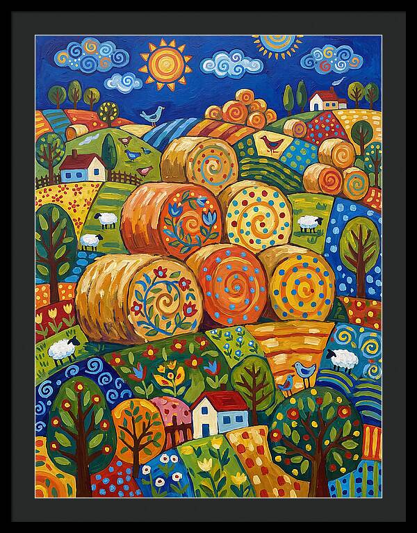 Colorful Hay Bale Landscape