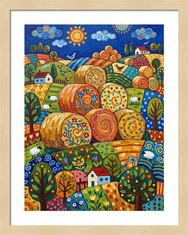 Colorful Hay Bale Landscape