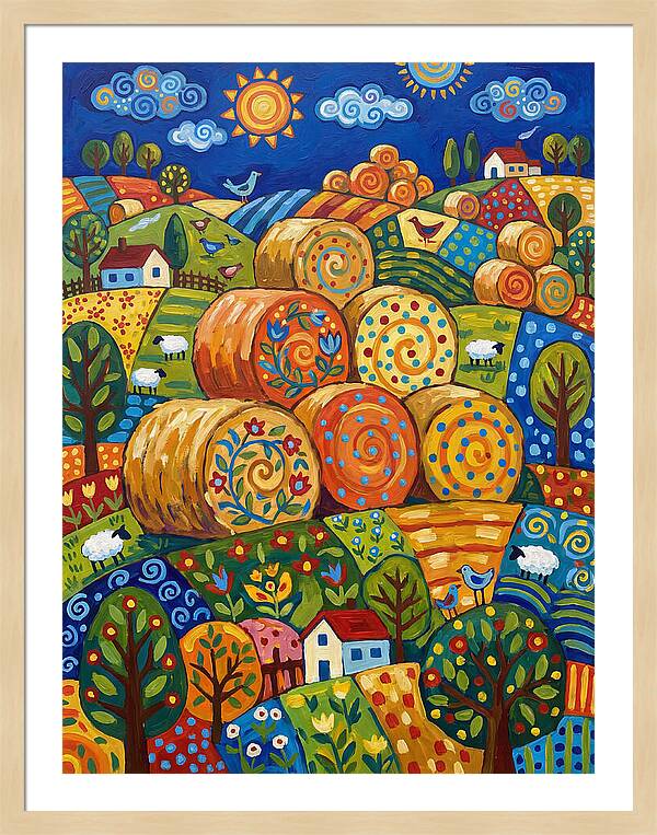 Colorful Hay Bale Landscape