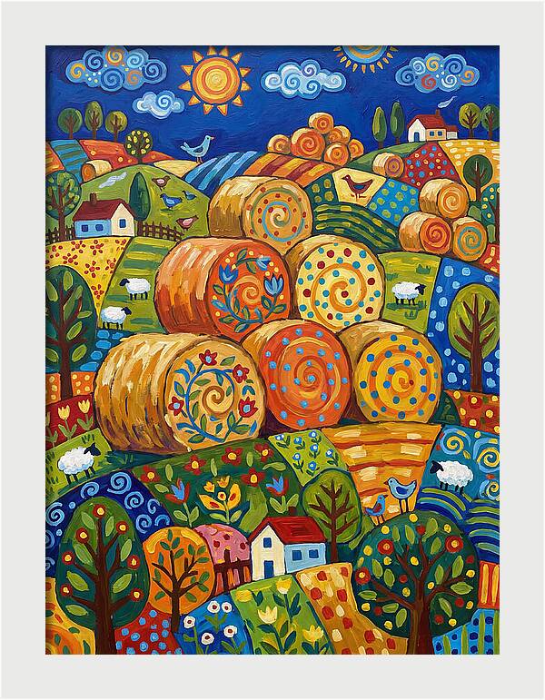 Colorful Hay Bale Landscape