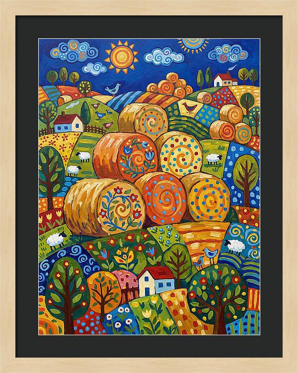 Colorful Hay Bale Landscape