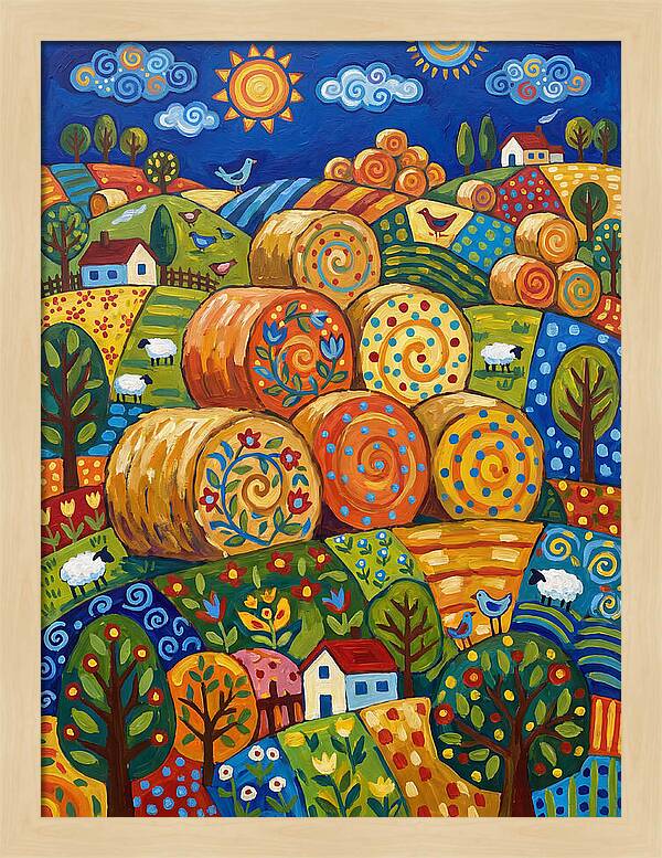 Colorful Hay Bale Landscape