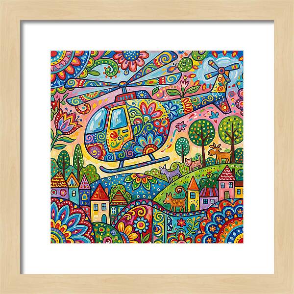 Colorful Helicopter In A Whimsical Landscape