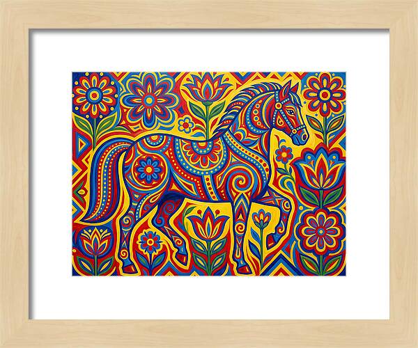 Colorful Horse Among Floral Patterns