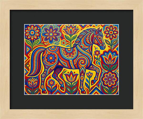 Colorful Horse Among Floral Patterns