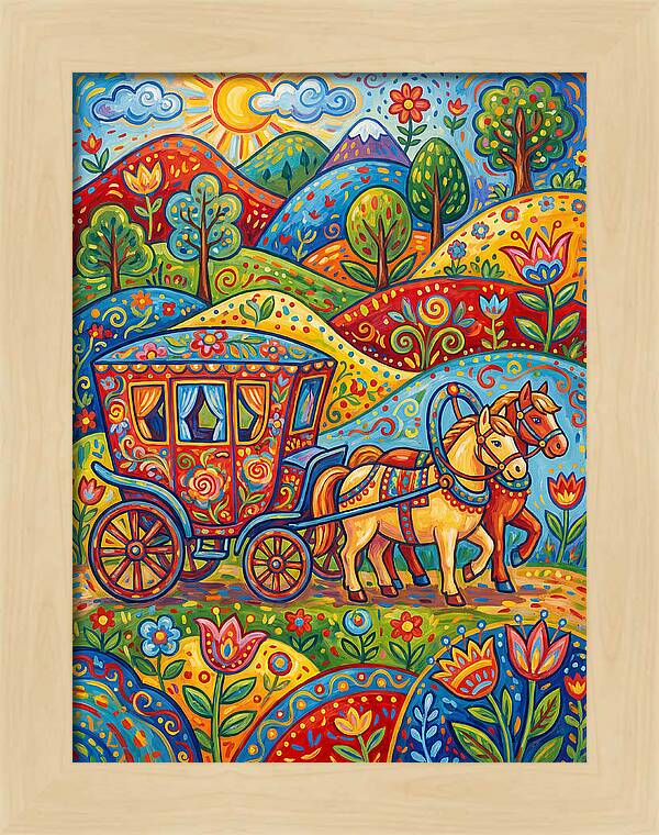 Colorful Horse Carriage Scene