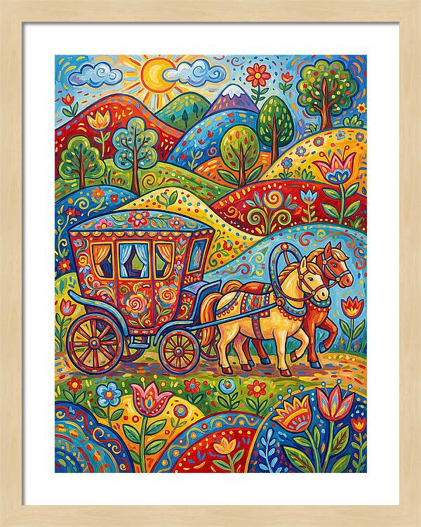 Colorful Horse Carriage Scene