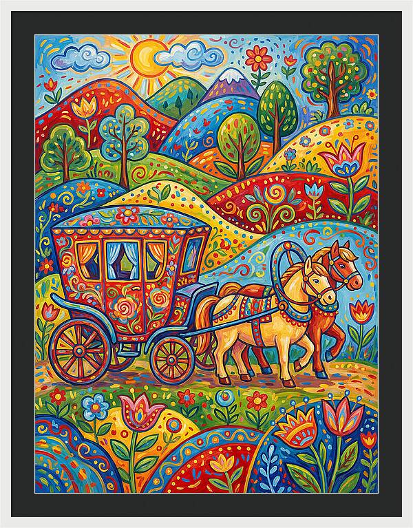 Colorful Horse Carriage Scene