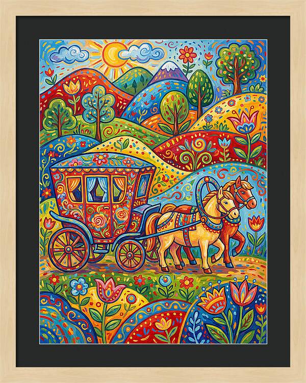 Colorful Horse Carriage Scene
