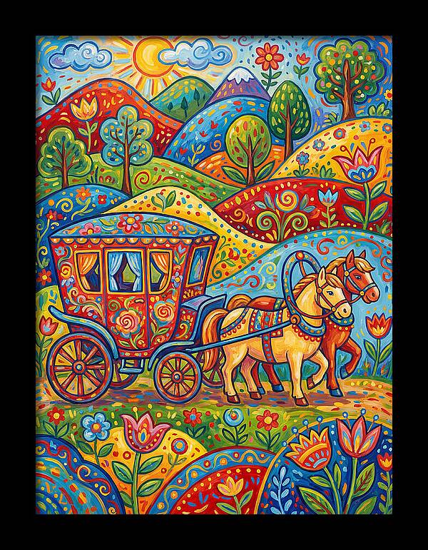 Colorful Horse Carriage Scene