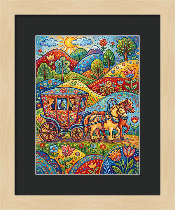 Colorful Horse Carriage Scene