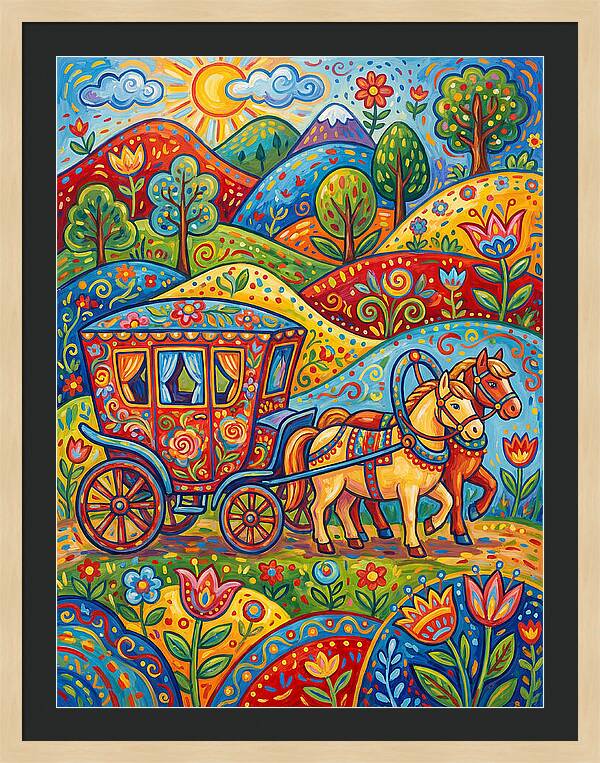 Colorful Horse Carriage Scene