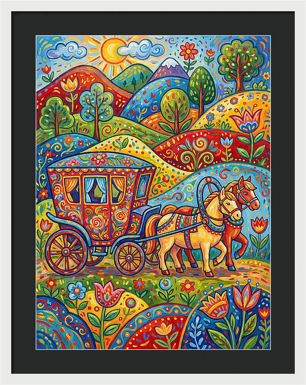Colorful Horse Carriage Scene
