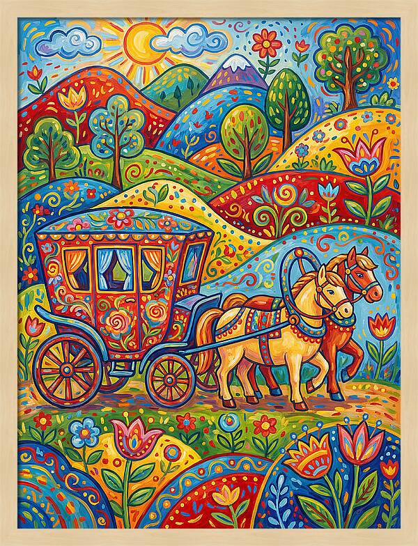 Colorful Horse Carriage Scene