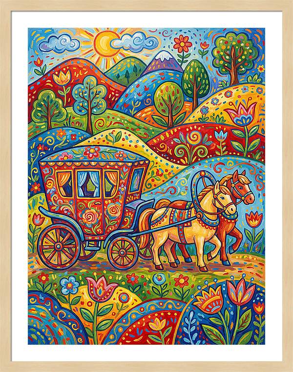 Colorful Horse Carriage Scene