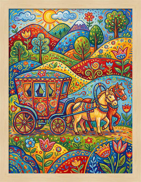 Colorful Horse Carriage Scene