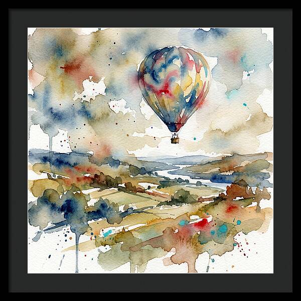 Colorful Hot Air Balloon Over Fields
