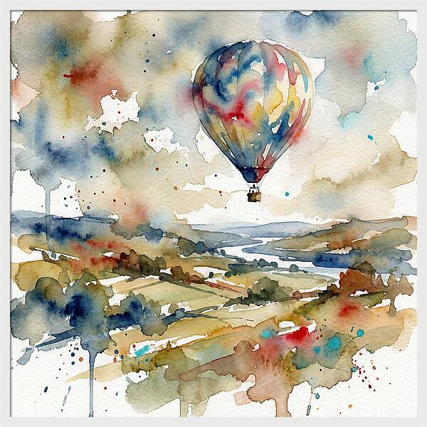 Colorful Hot Air Balloon Over Fields