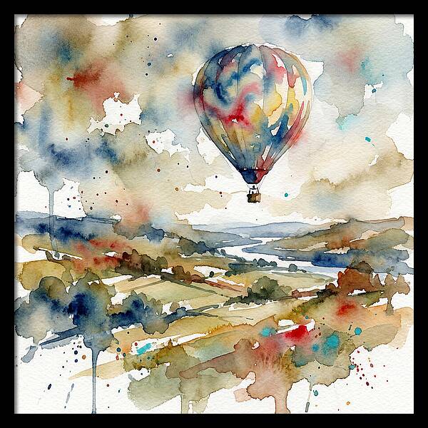 Colorful Hot Air Balloon Over Fields