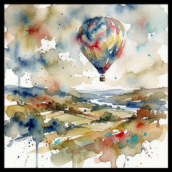 Colorful Hot Air Balloon Over Fields
