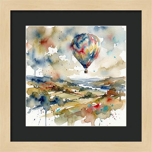 Colorful Hot Air Balloon Over Fields