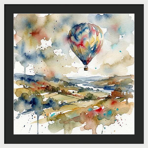 Colorful Hot Air Balloon Over Fields